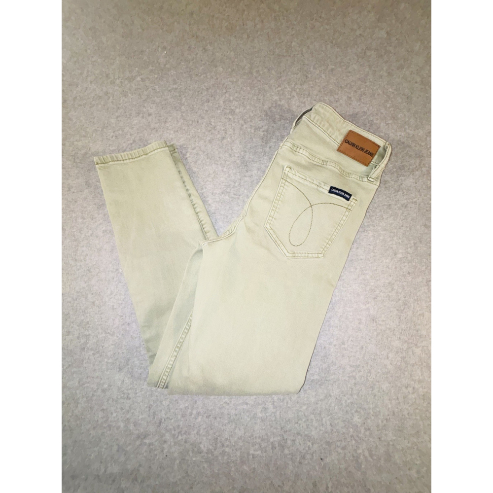Calvin‎ Klein Jeans Womens 2 Green Skinny Ankle Stretch Denim Cropped